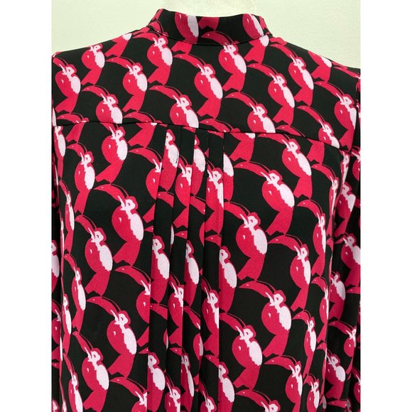 Avec les Filles Pink & Black Animal Print Blouse NWOT Size XS - Picture 3 of 8